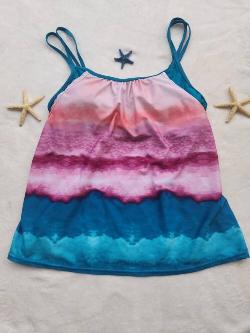 L Women's Tie Dye Tankini Bikini Top Bathing Suit Swimwear Beach Pool Sexy